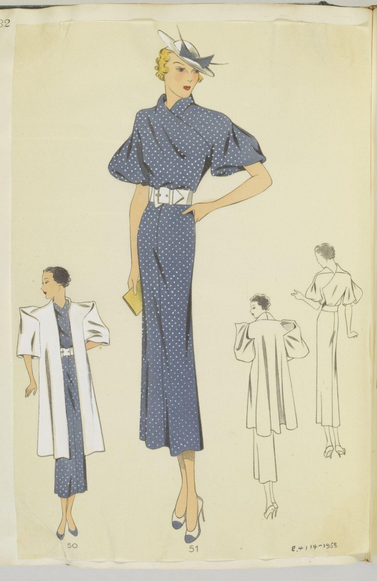 1930s Vintage Women Fashion Sketches