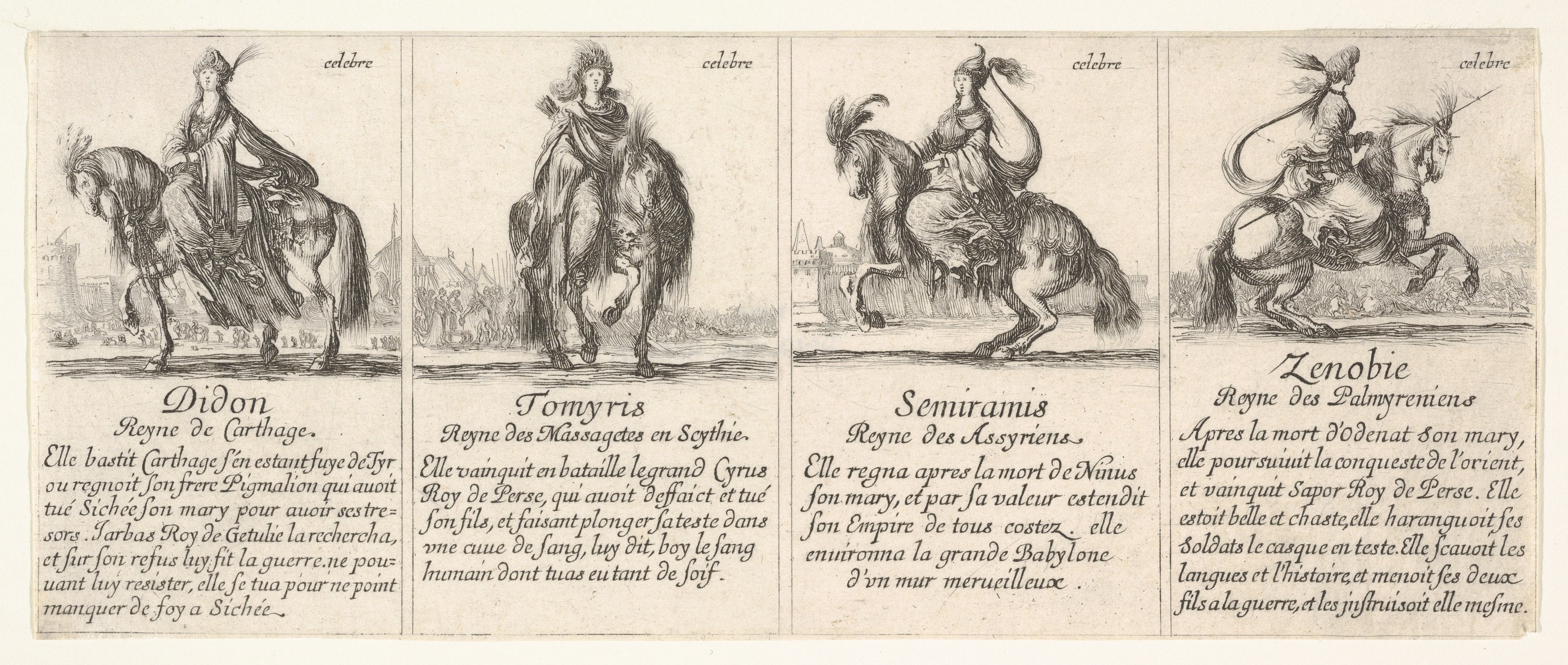 Four Famous Historical Queens Engraving