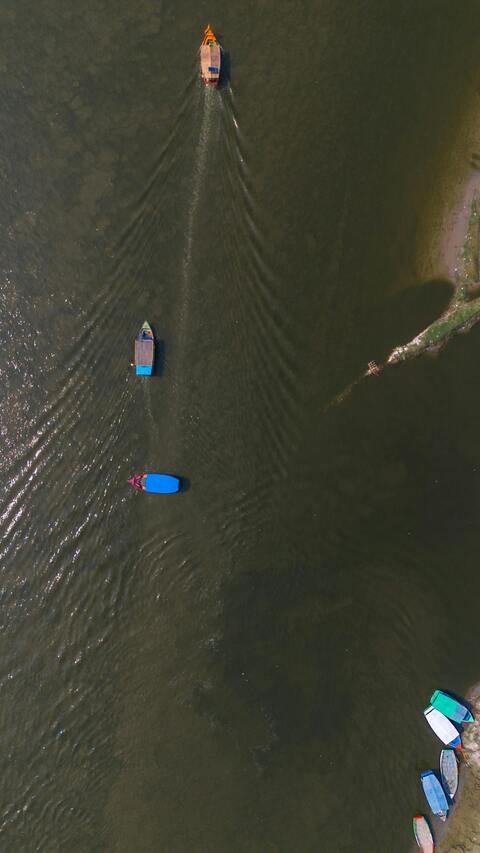 Aerial View of Boats on River
