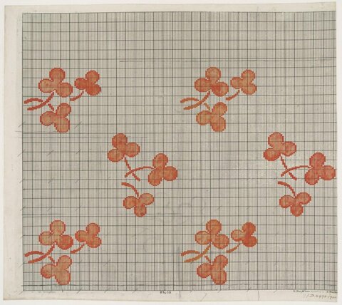 Orange Clover Cross Stitch Grid Pattern