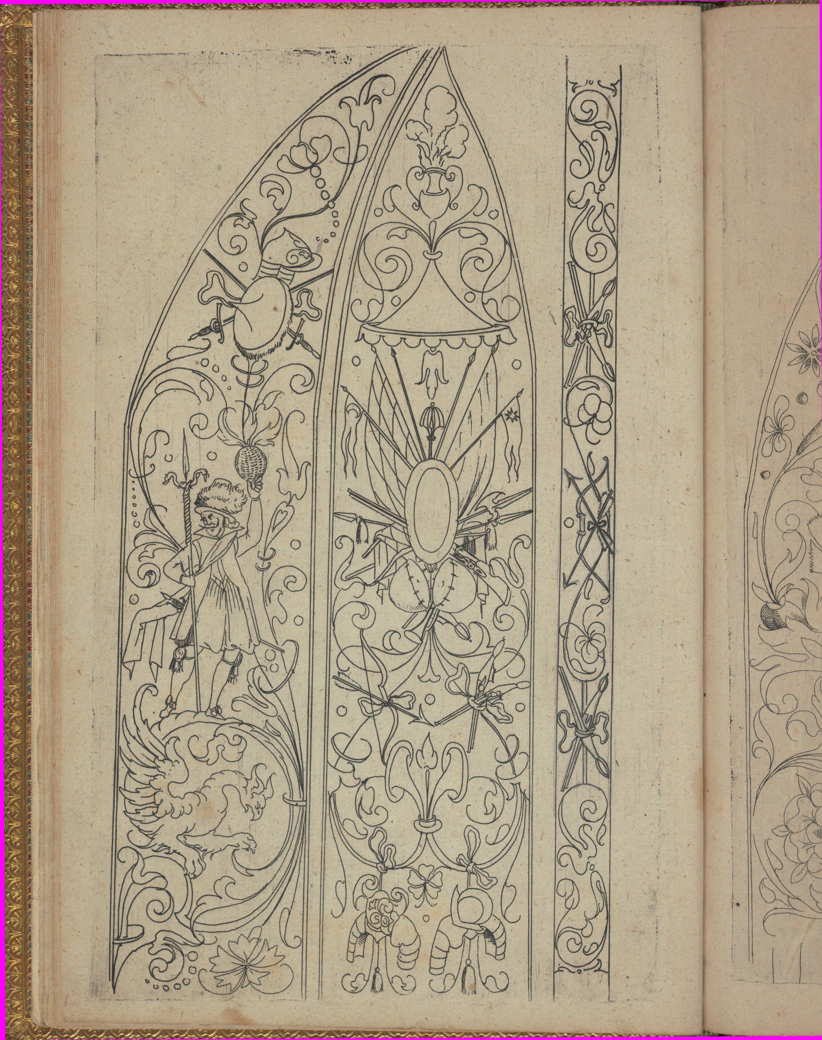 Antique Heraldic Ornament Line Drawing
