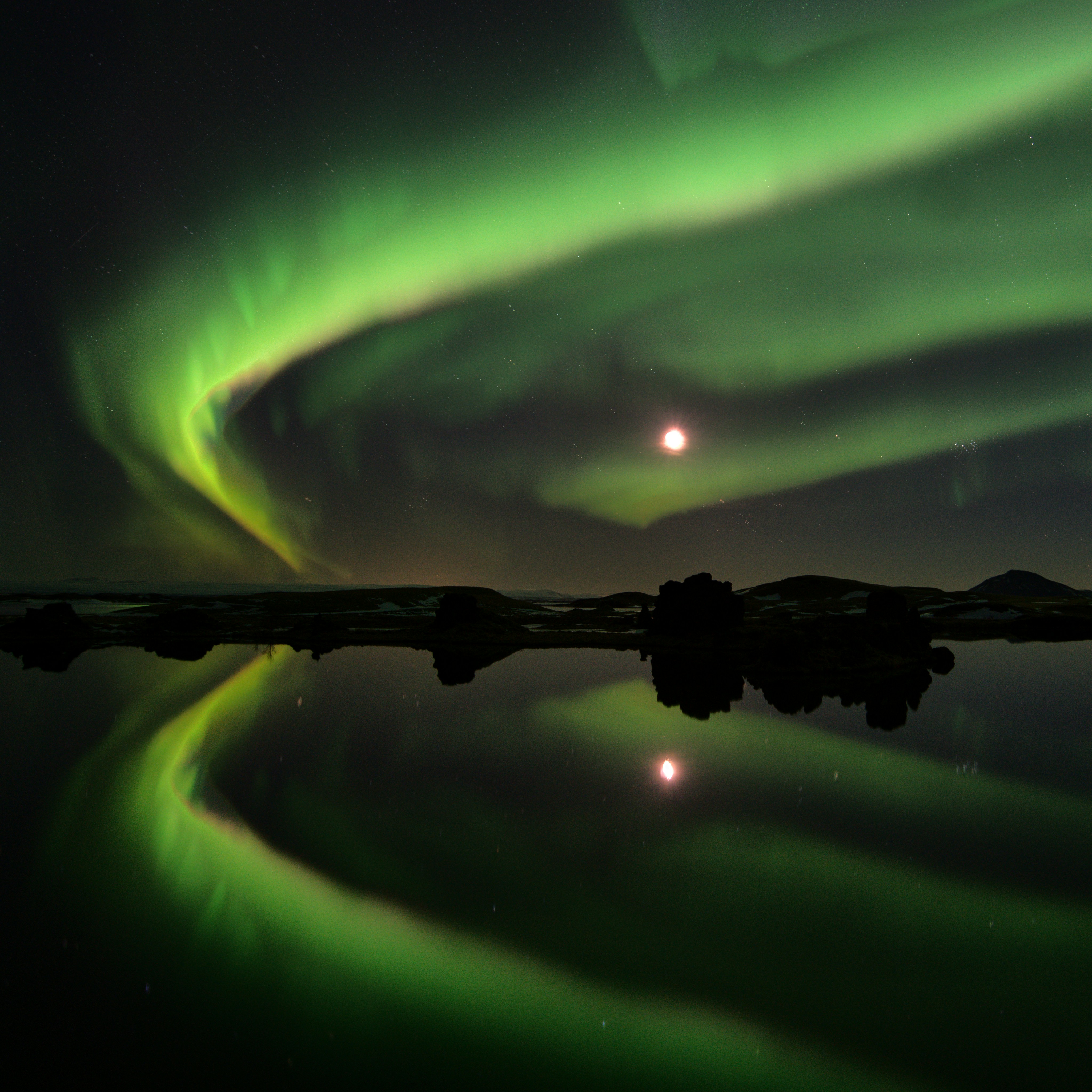 Northern Lights Reflected in Lake
