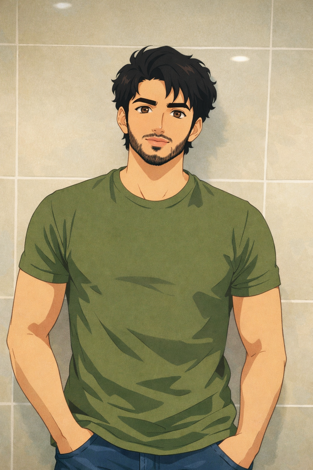 Anime Style Portrait of Handsome Man