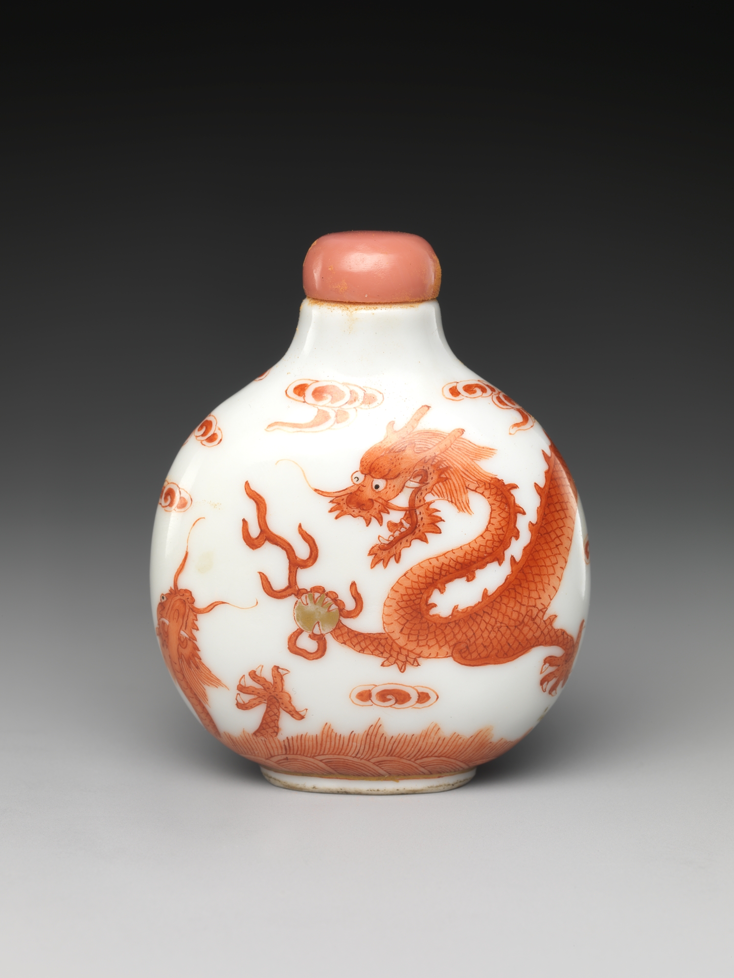 Alum Red Dragon Porcelain Snuff Bottle
