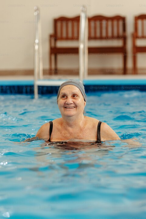 Senior Woman in Indoor Swimming Pool
