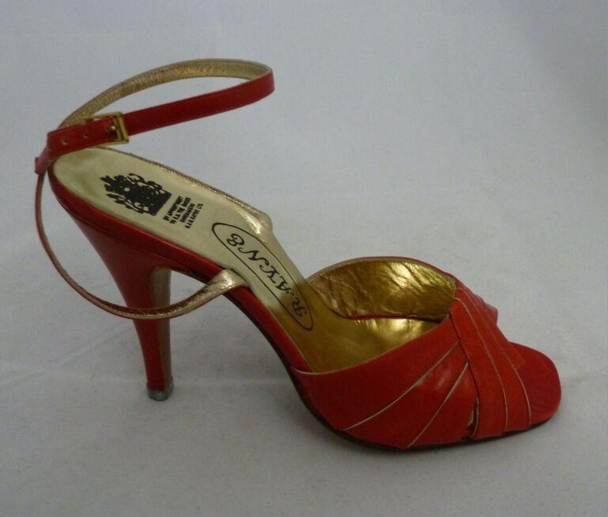 Red Ankle Strap High Heel Sandal
