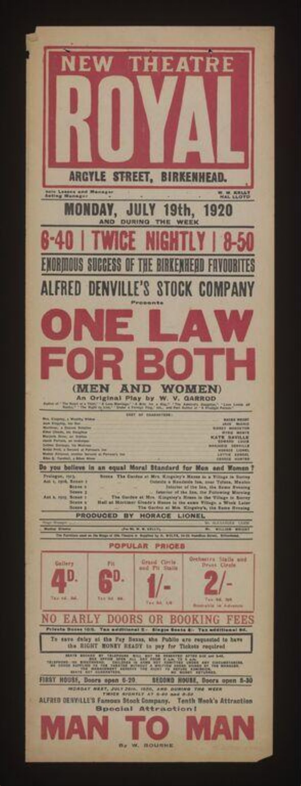 1920 New Theatre Royal Playbill