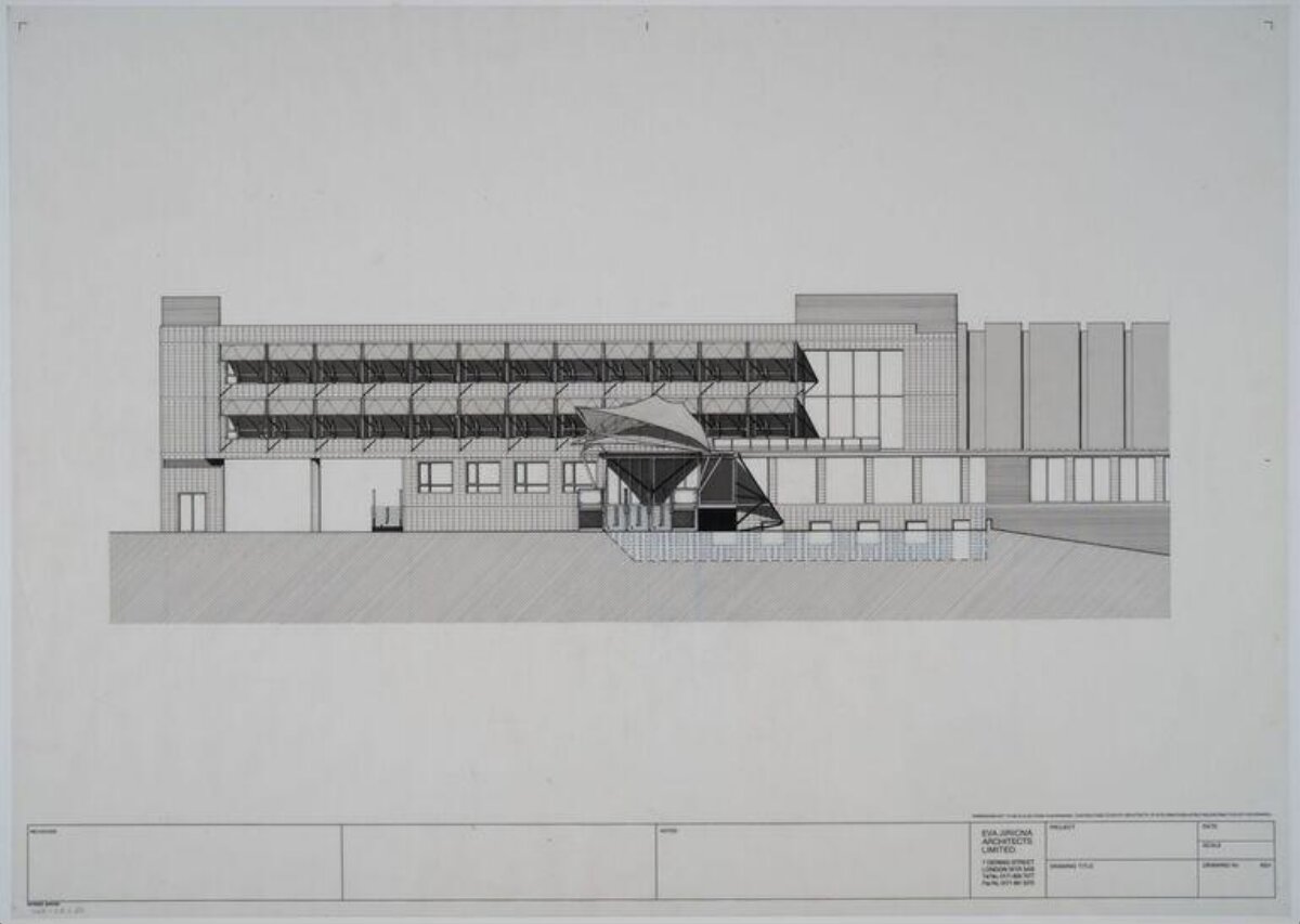 Architectural Elevation Drawing of Modern Building