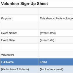Volunteer Sign-Up Sheet