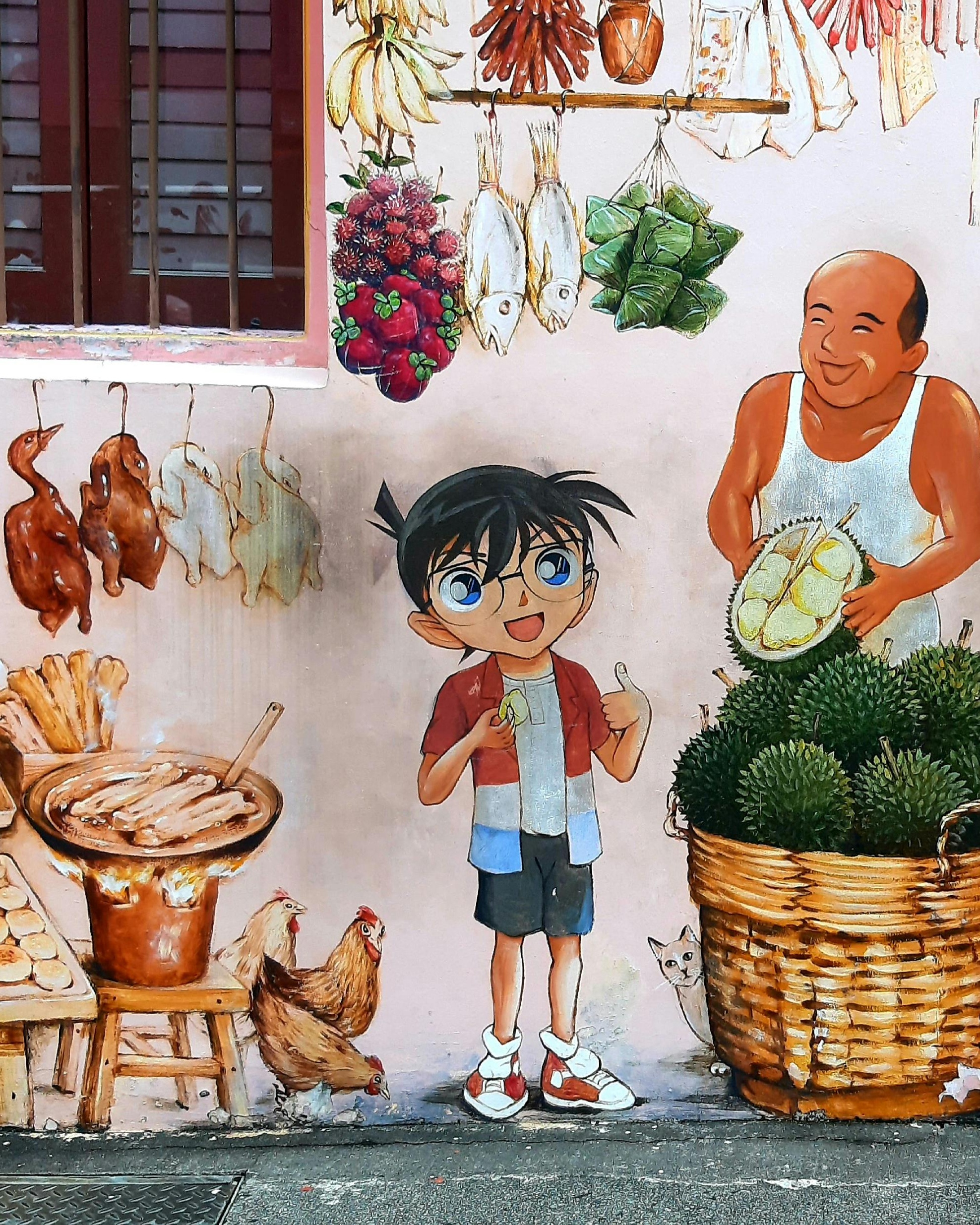Street Mural of Conan at Street Market