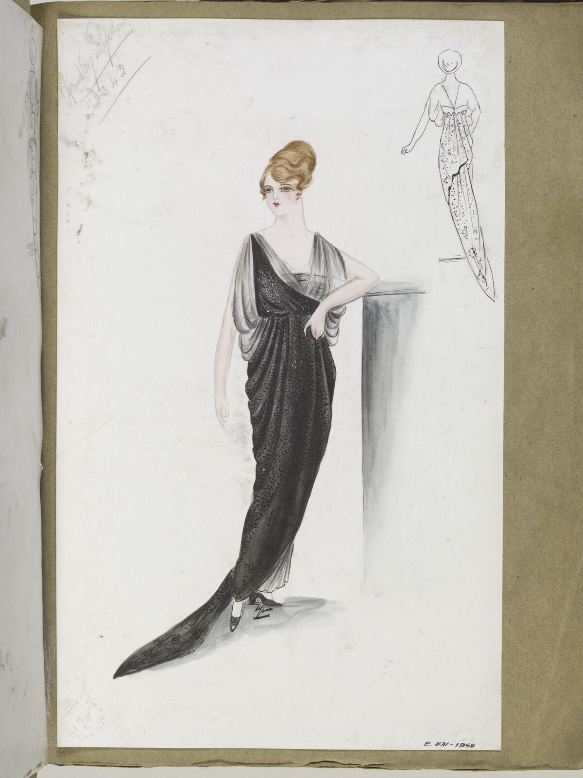 Vintage Evening Gown Fashion Sketch