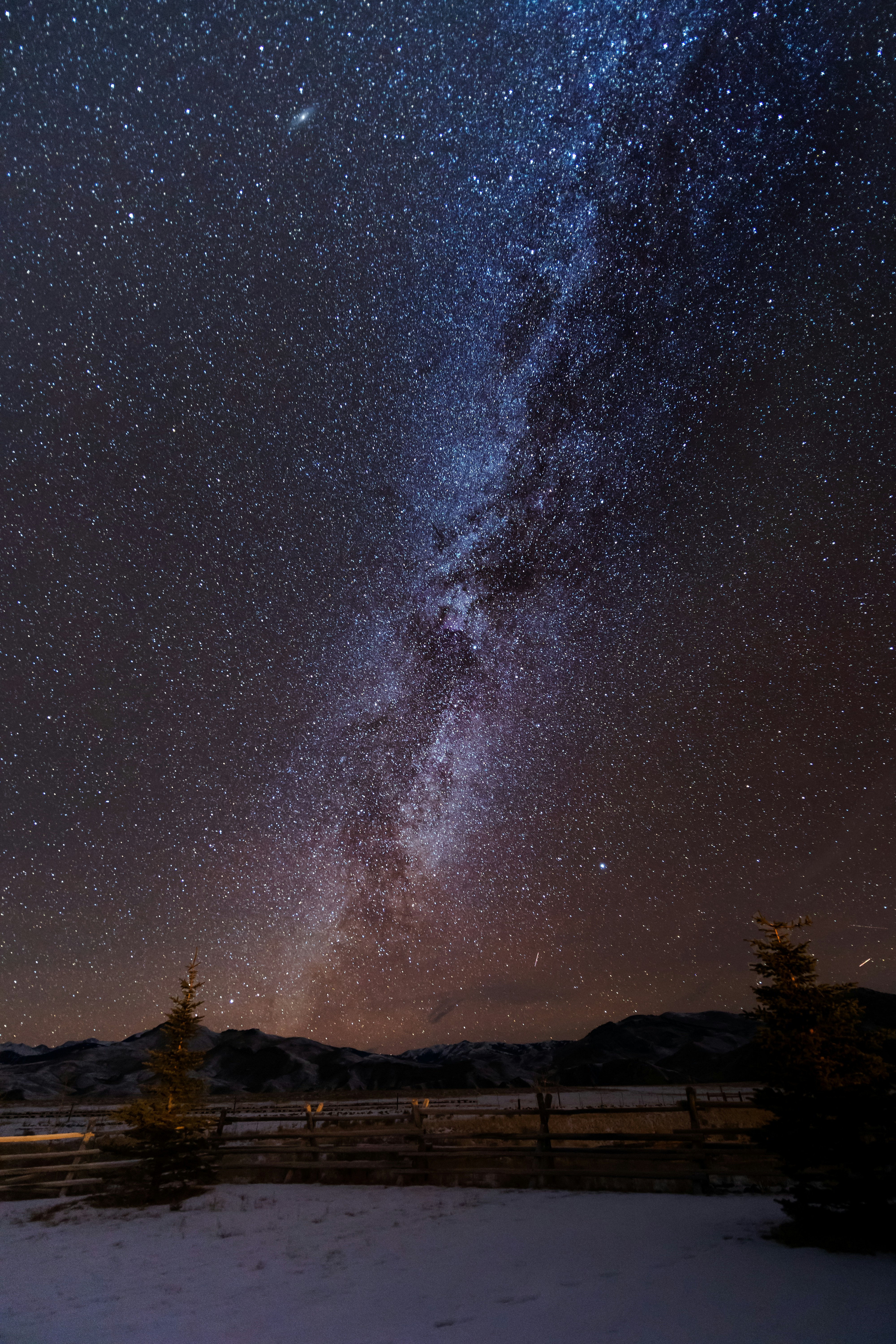 Milky Way Over Snowy Night