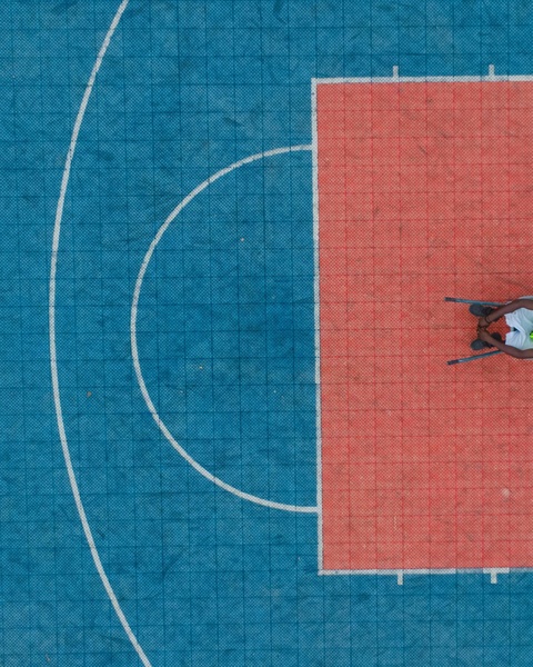 Aerial View of Basketball Court