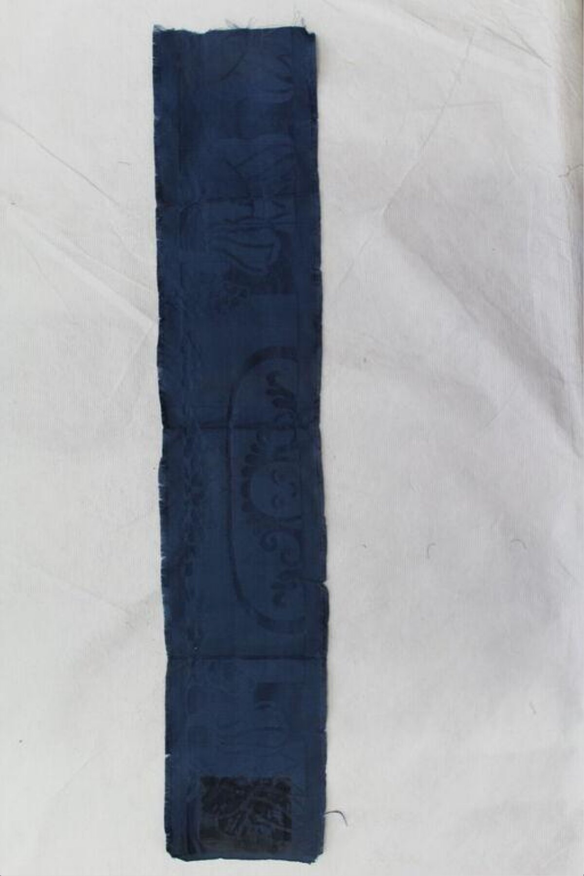Antique Blue Patterned Textile Fragment