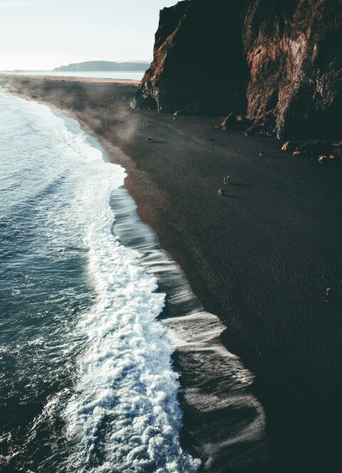 Black Sand Beach Coastal View