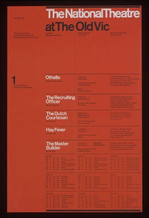 National Theatre Old Vic Season Schedule