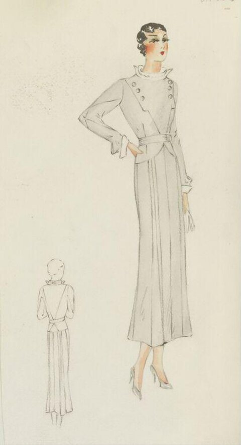 Vintage Dress Fashion Design Sketch