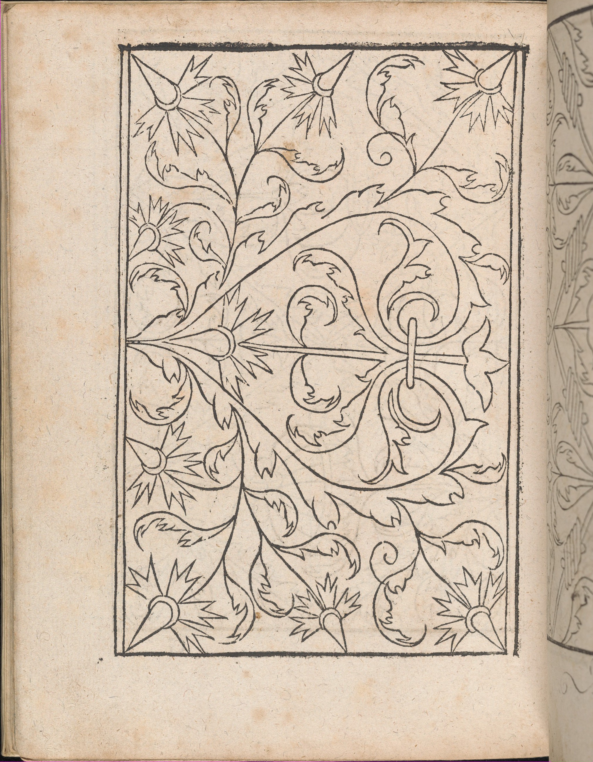 Vintage Floral Pattern Line Drawing