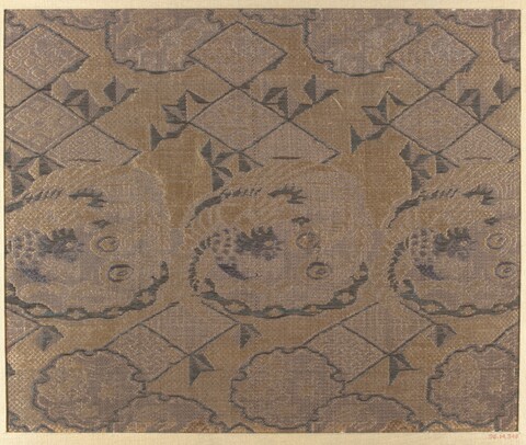 Antique Circular Motif Woven Silk Textile
