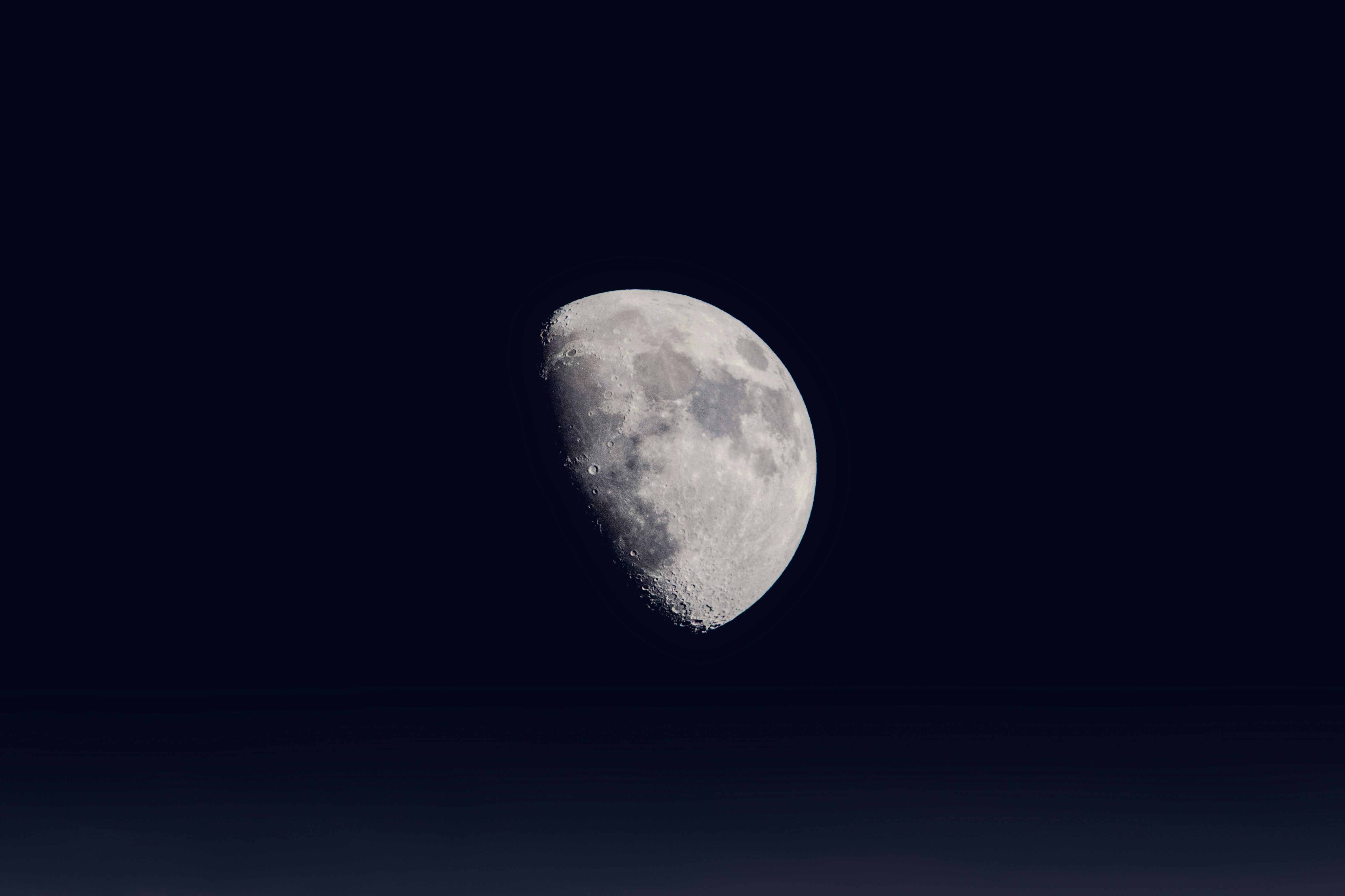 Half Moon in Night Sky