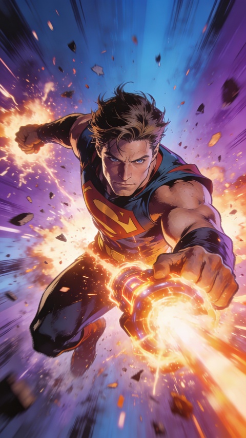 Superman Charging Into Action