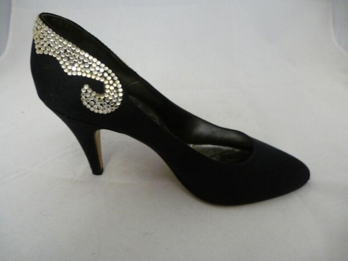 Black Rhinestone Decorated High Heel