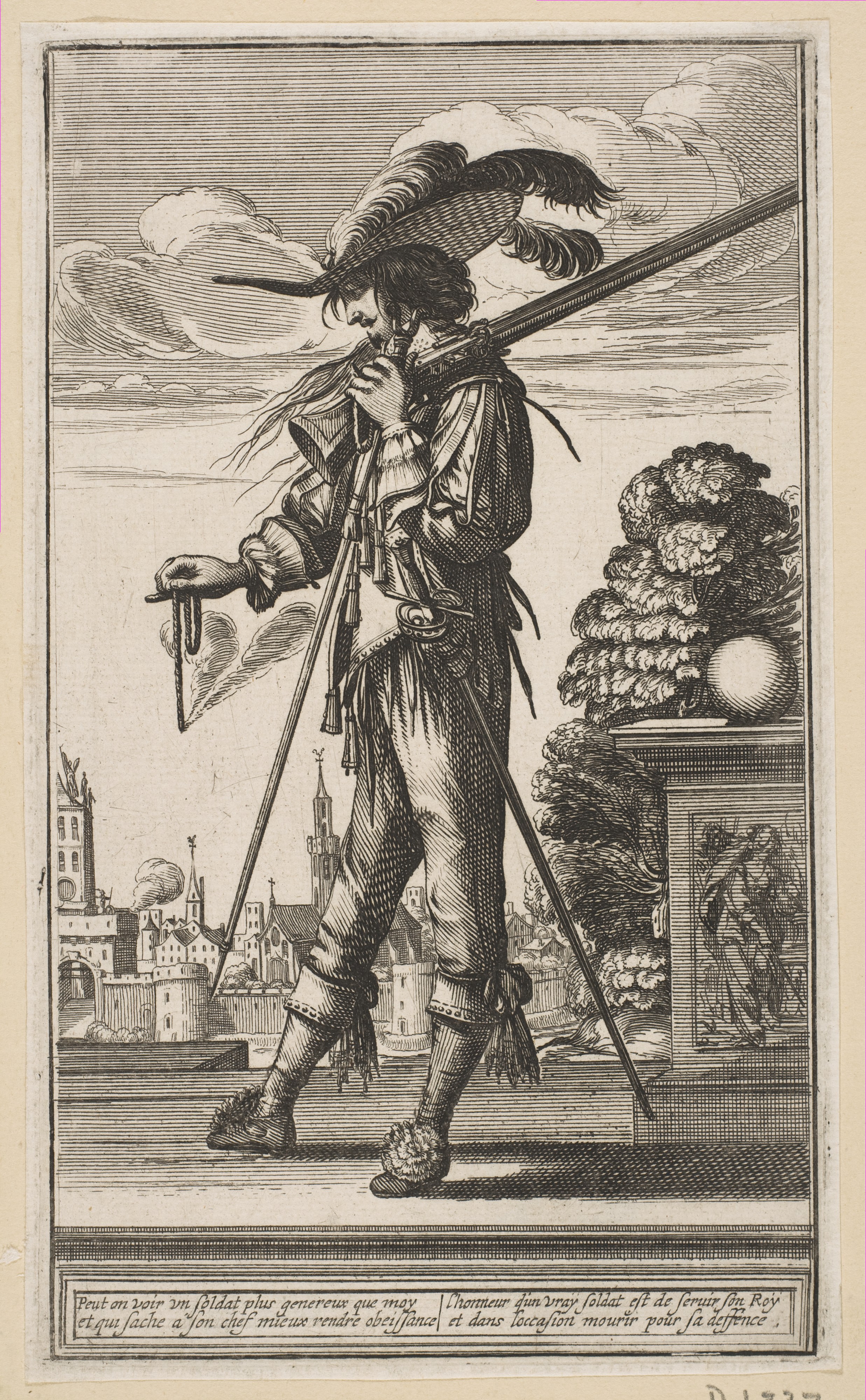 17th Century Armed Soldier Engraving