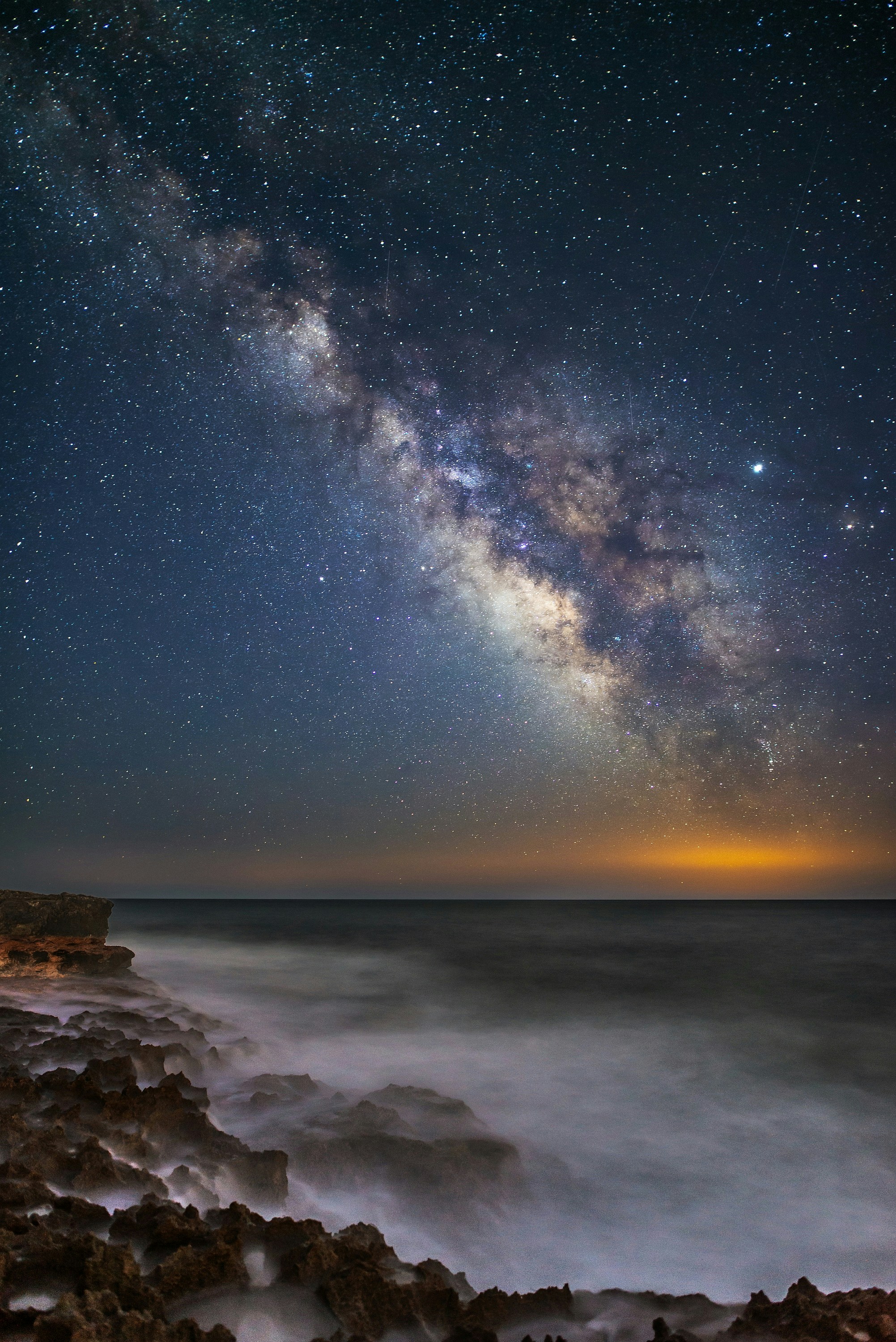 Milky Way Over Rocky Coastline