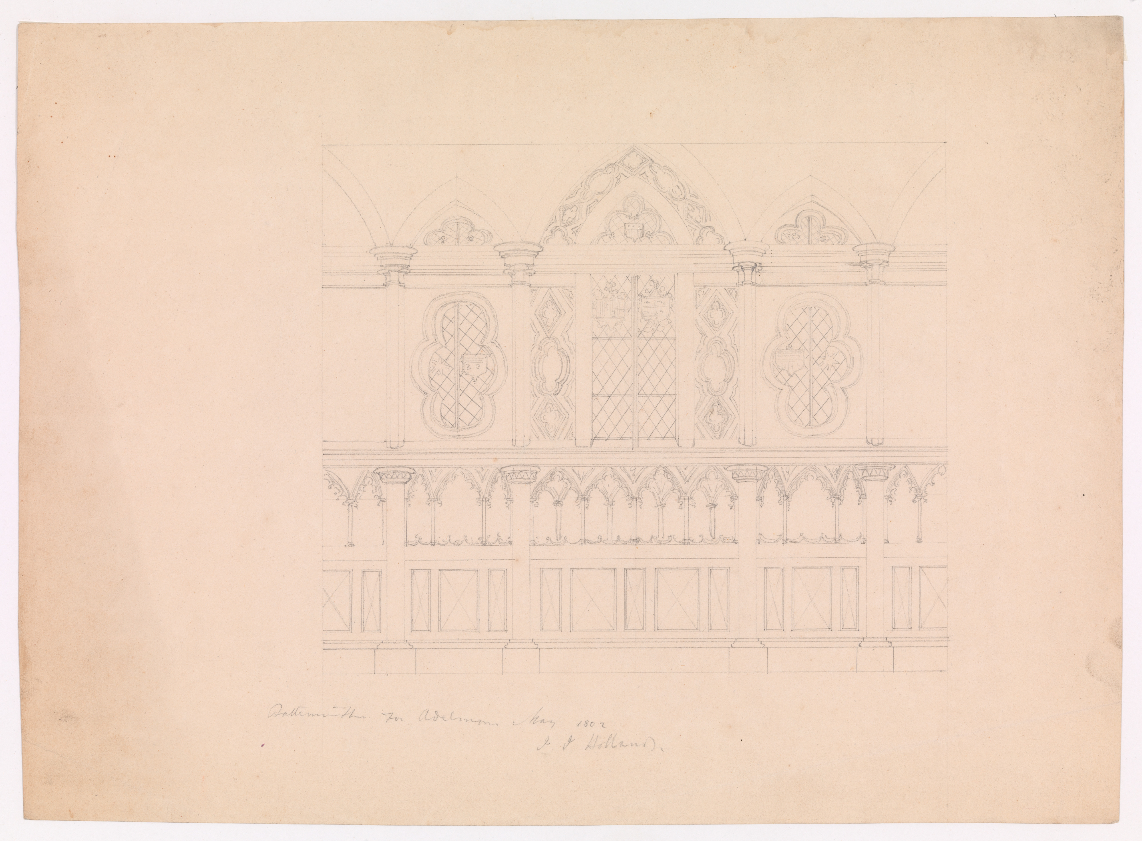 1802 Gothic Interior Architectural Sketch