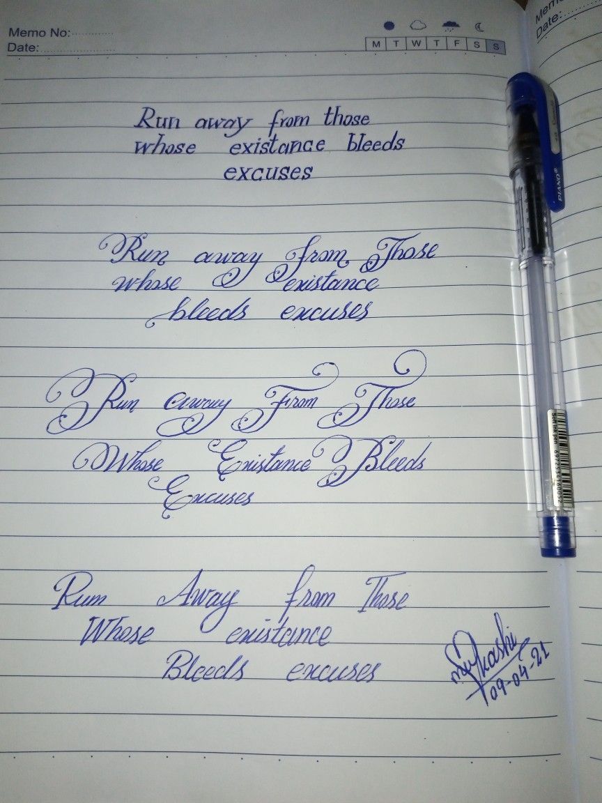 Handwritten Calligraphy Quote Practice