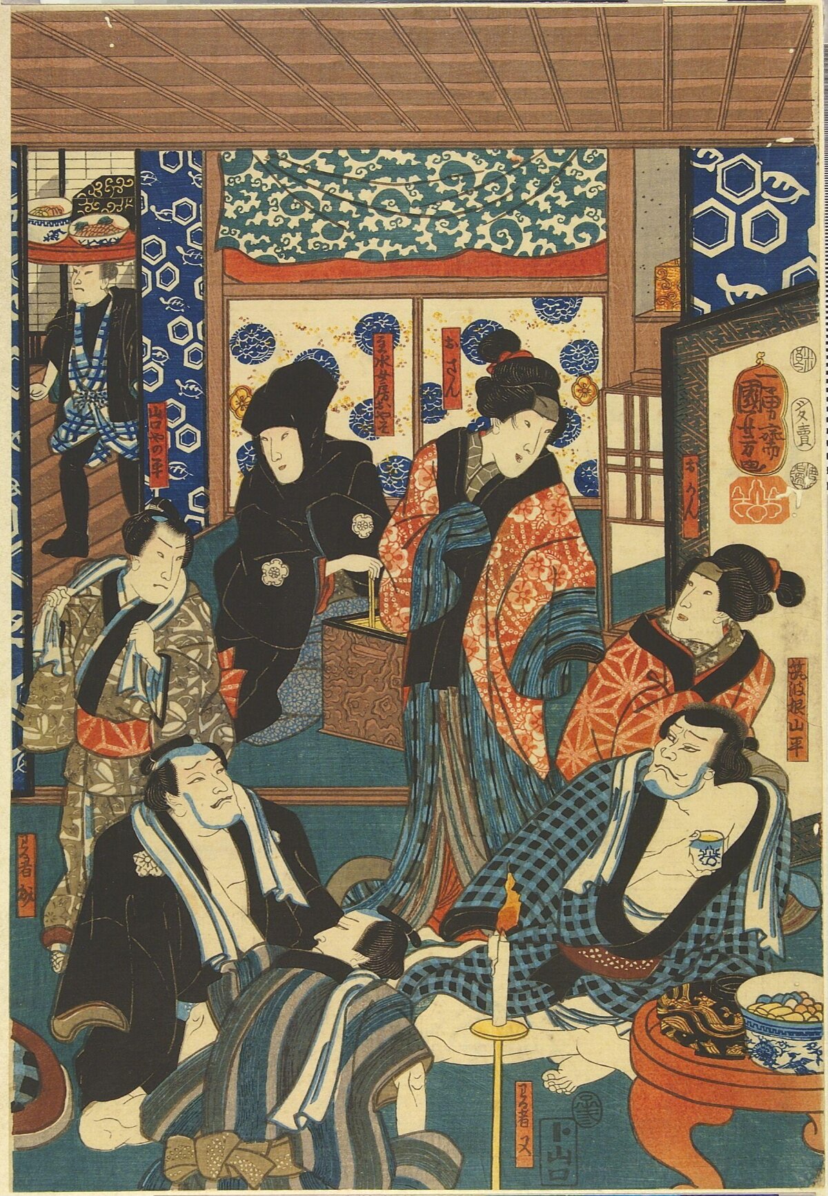 Japanese Ukiyo-e Indoor Gathering
