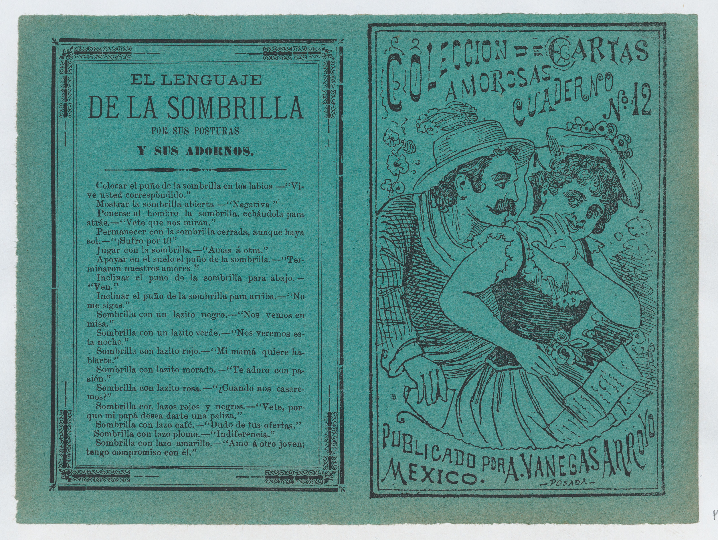Vintage Mexican Parasol Language Broadside