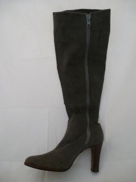 Gray High Heel Knee-High Boot