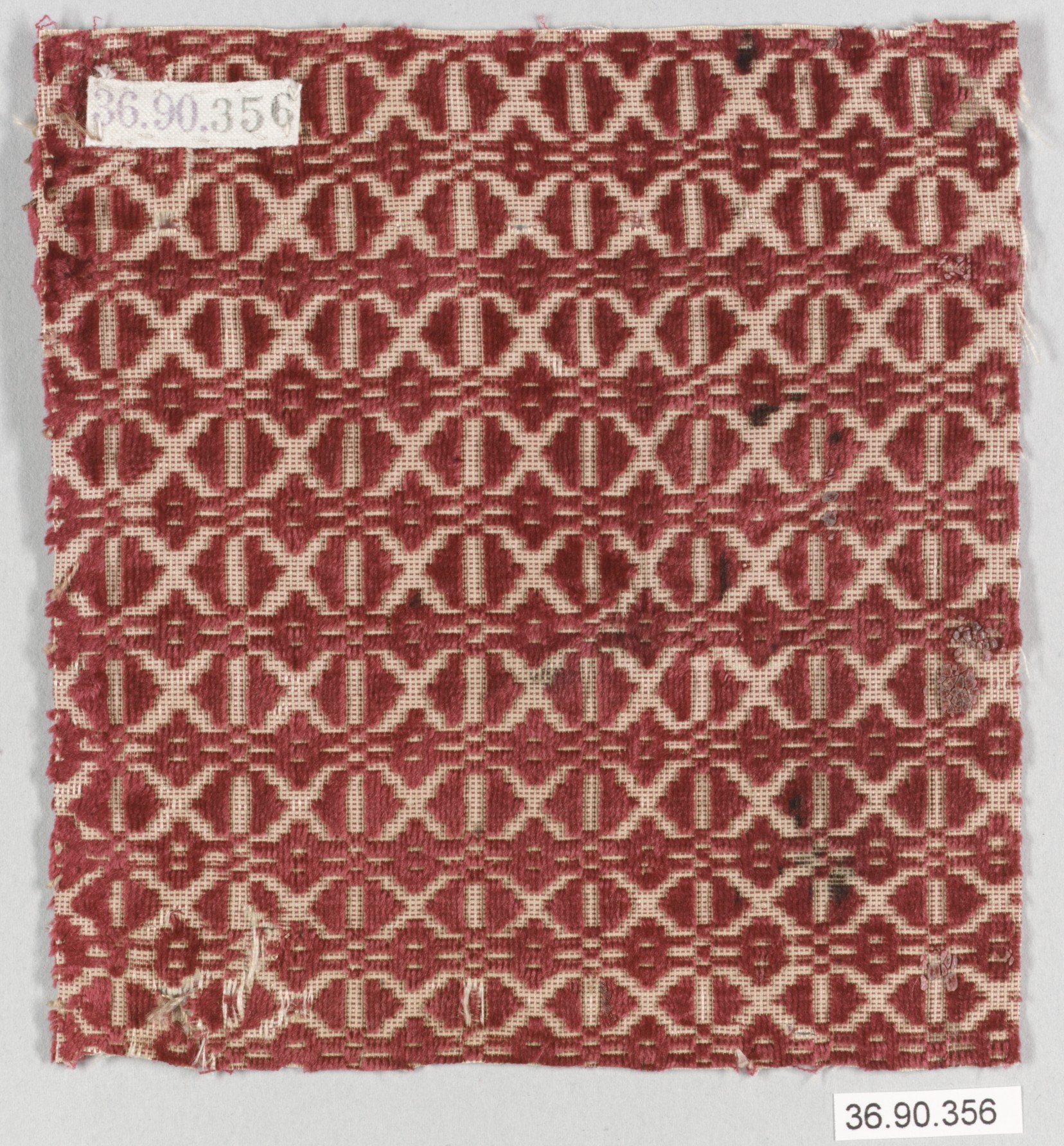 Red Geometric Patterned Fabric Swatch