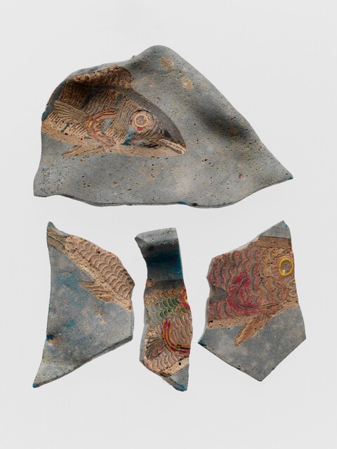 Ancient Painted Fish Tile Fragments