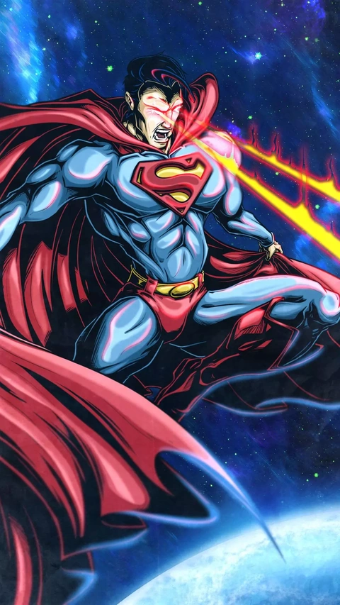 Superman Using Heat Vision in Outer Space