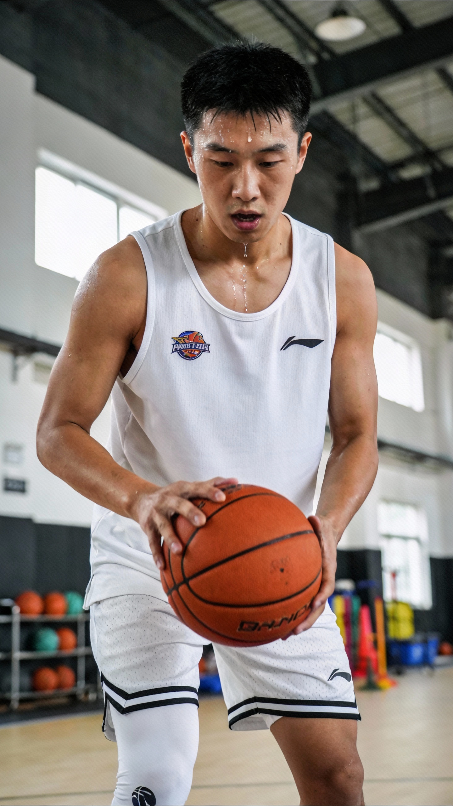 Basketball Player Training In Indoor Gym