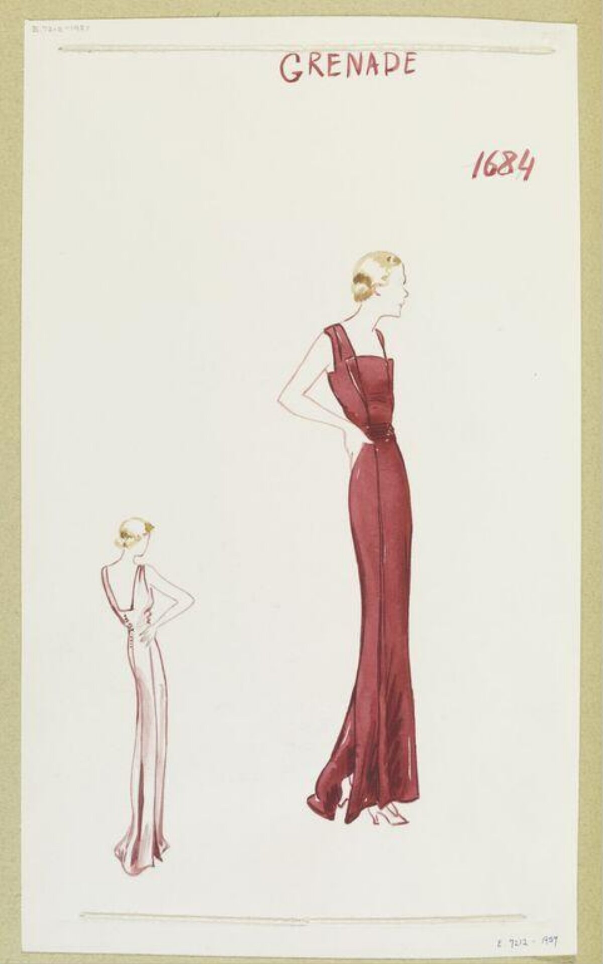 Vintage Red Evening Gown Sketch