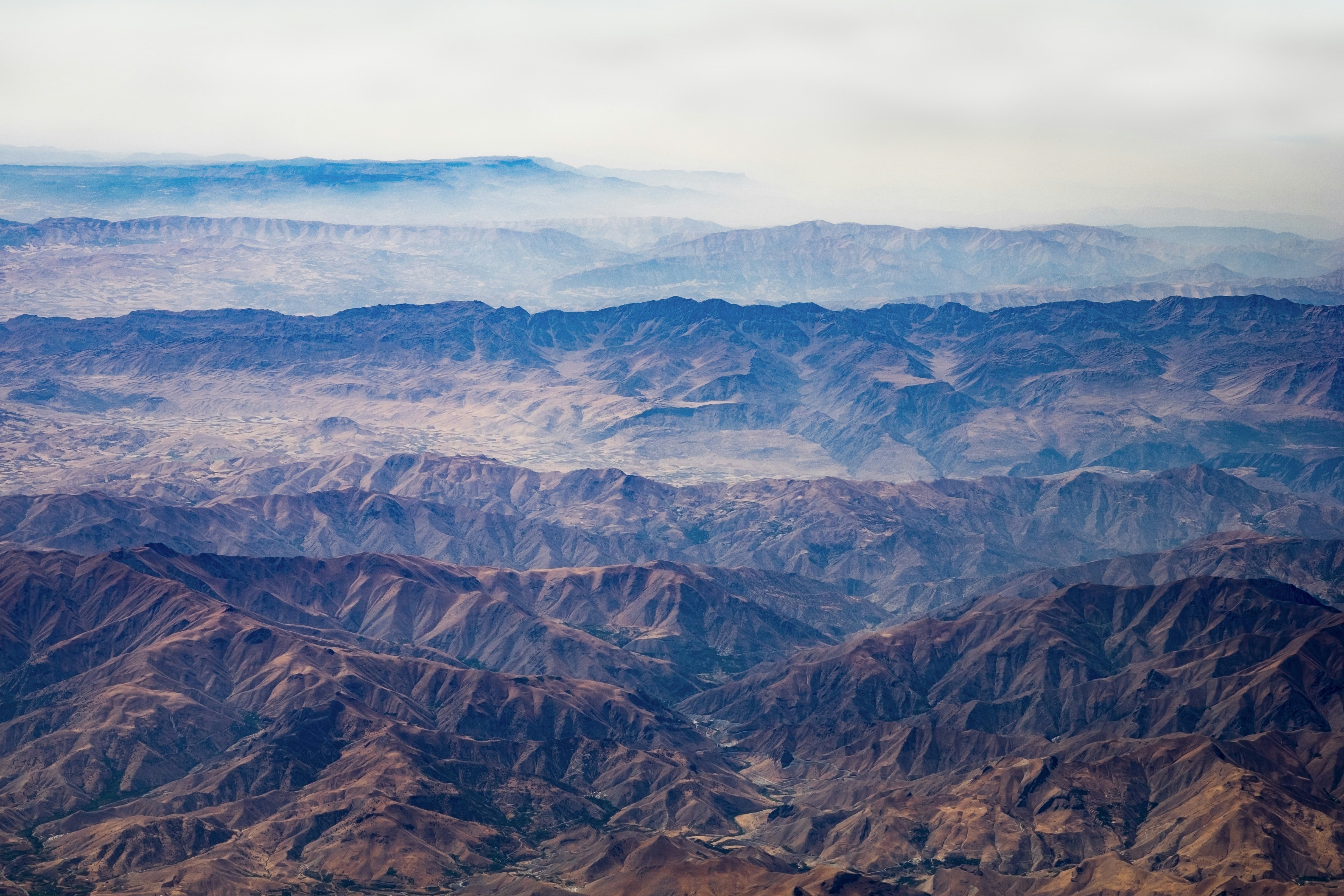 Aerial View of Layered Mountains