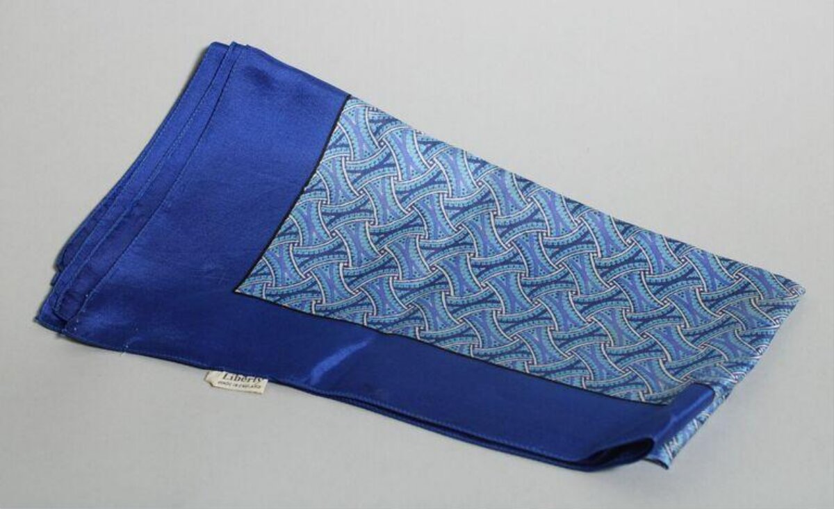 Blue Patterned Silk Scarf