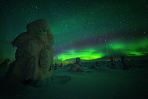 Northern Lights Over Snowy Tundra