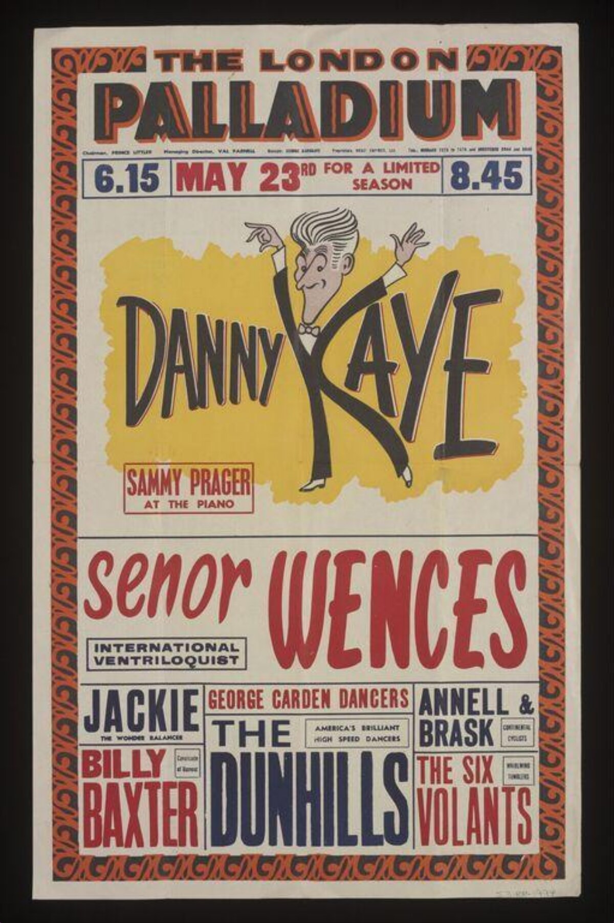 Vintage Danny Kaye London Palladium Poster