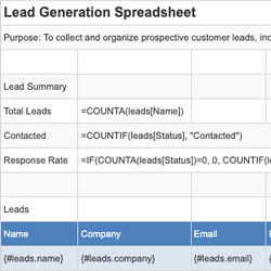 Lead Generation Spreadsheet