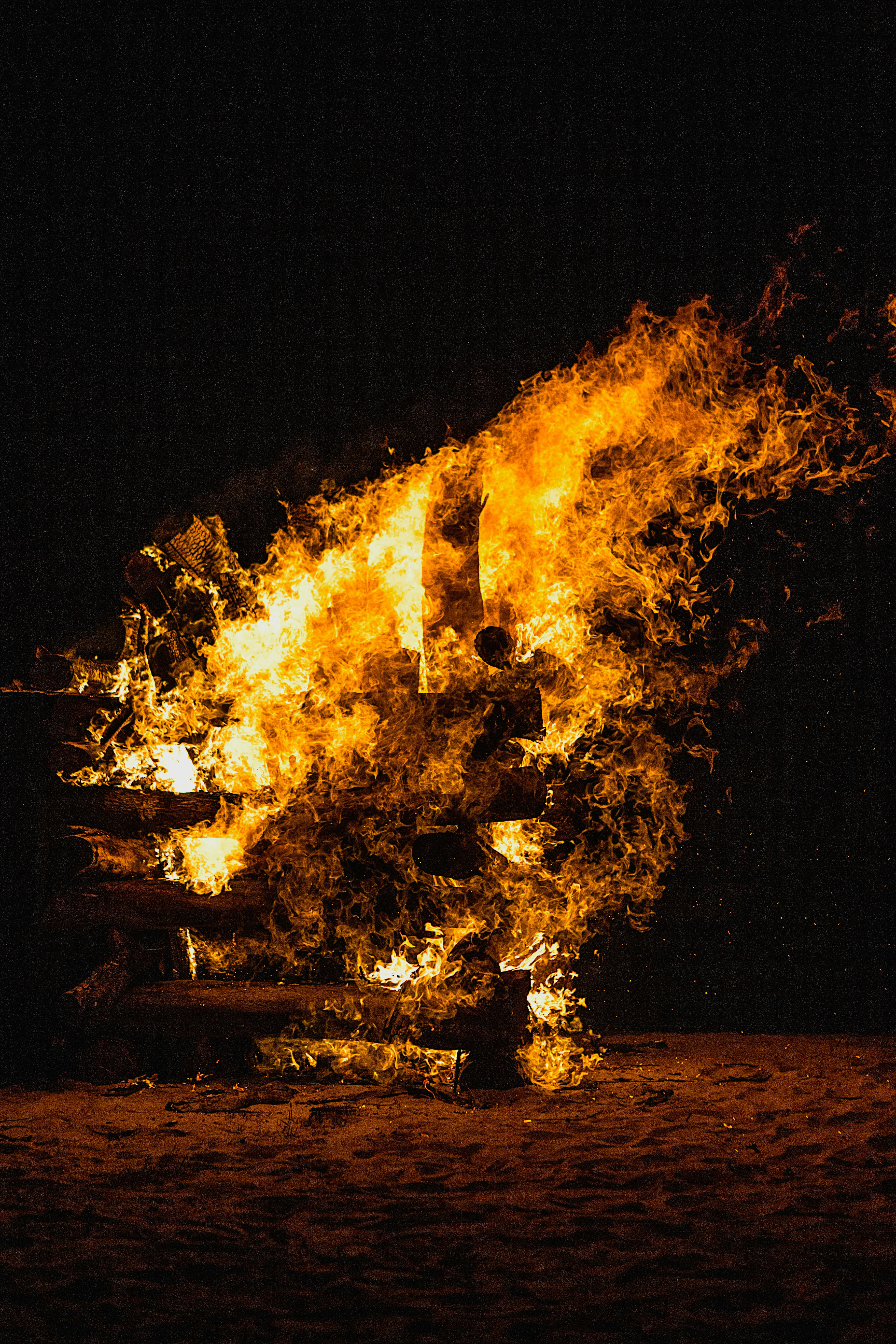 Large Bonfire at Night