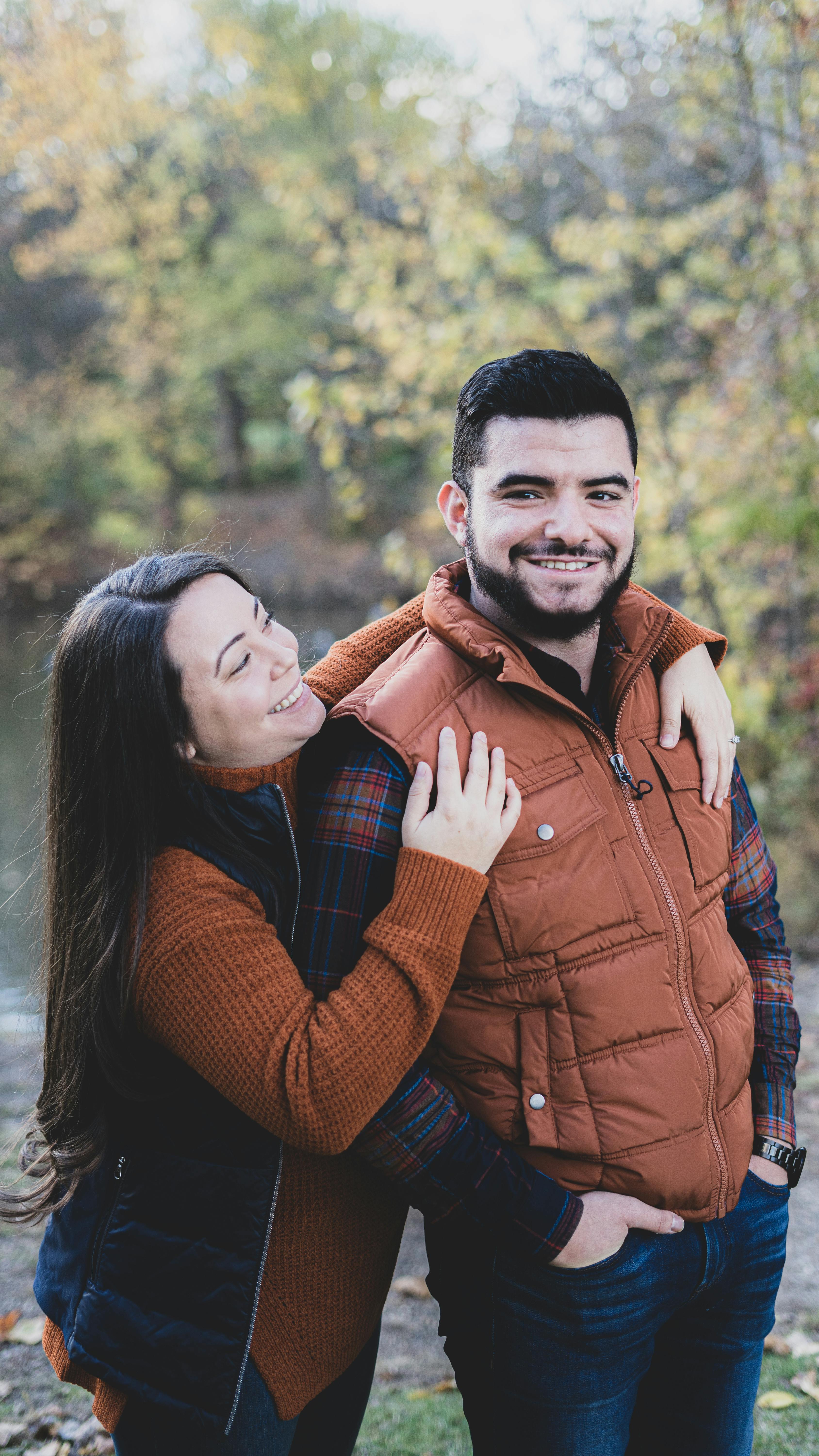 Engaged Couple in Autumn Park
