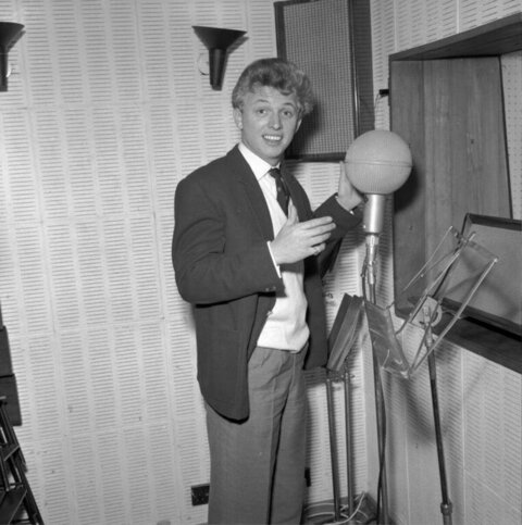 Singer in Vintage Recording Studio