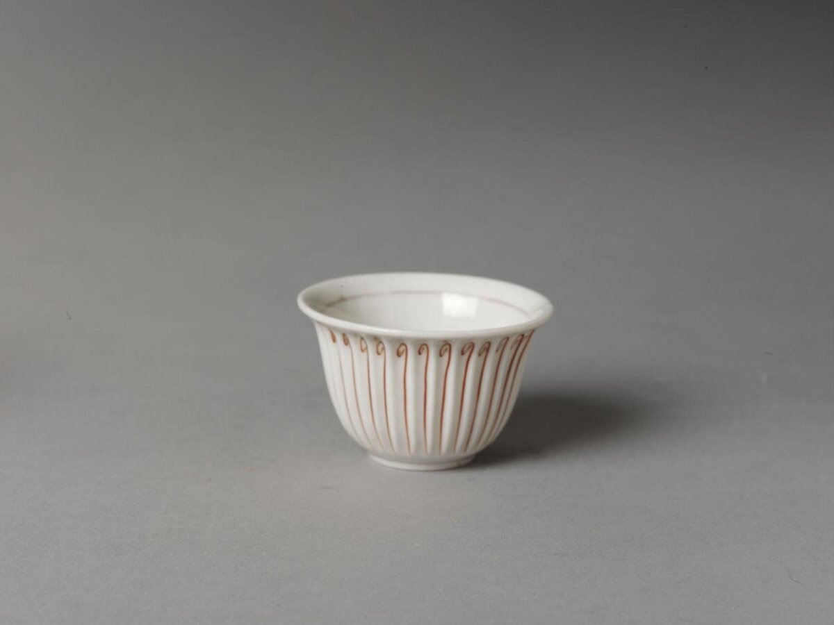 Red Striped White Porcelain Cup