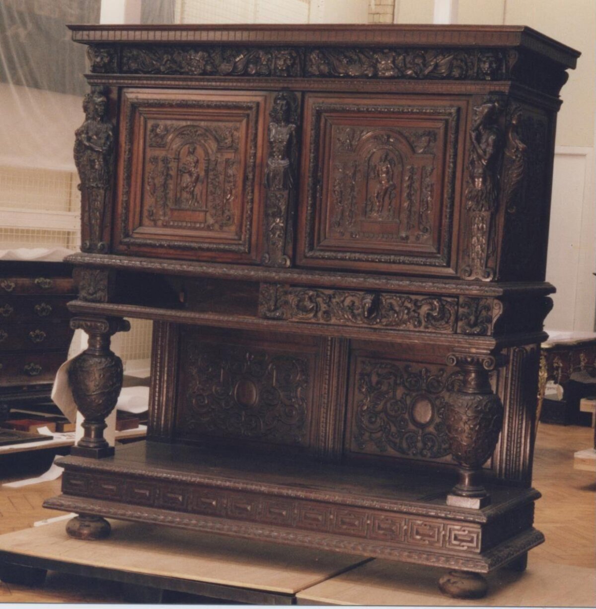 Antique Carved Wooden Cabinet