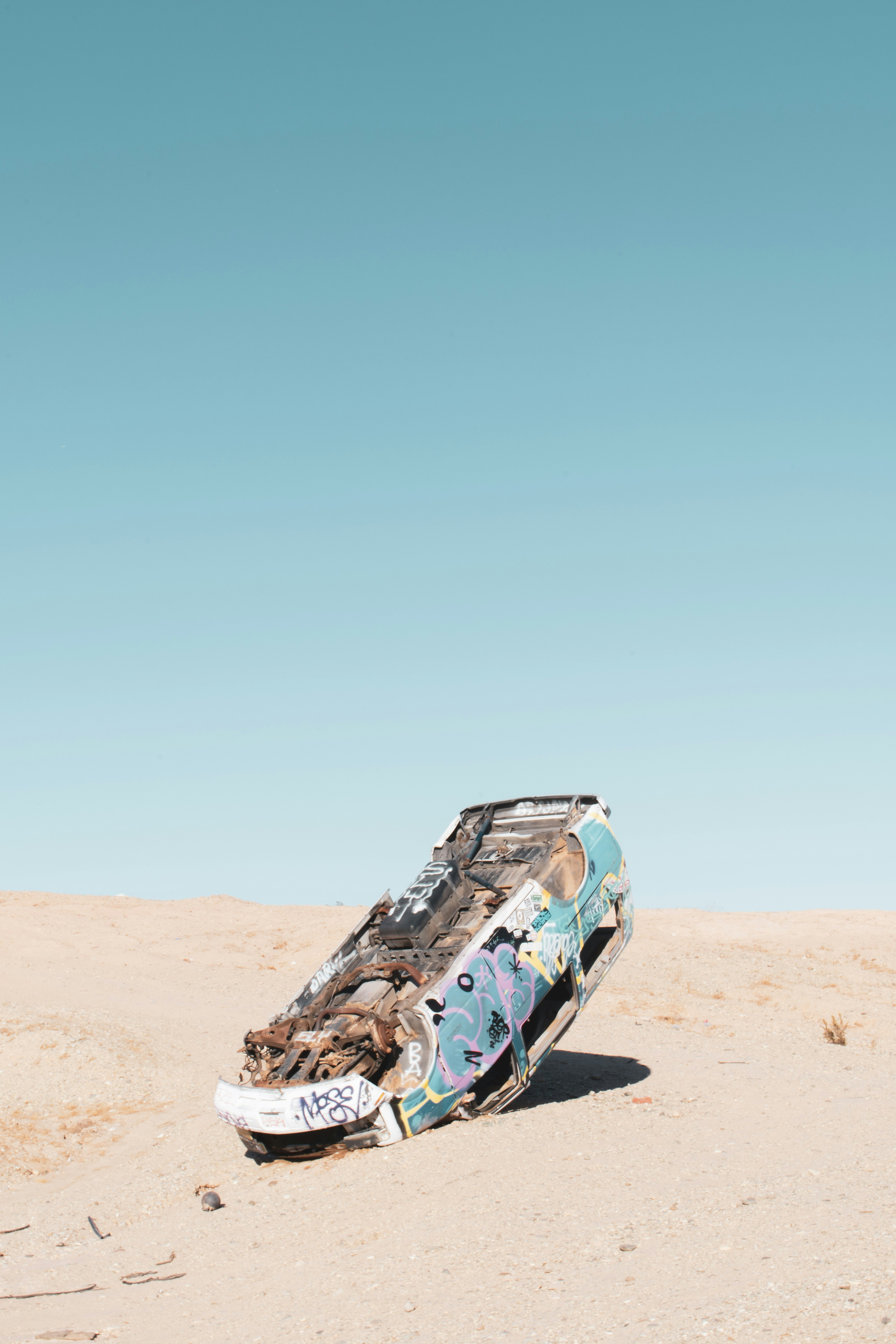 Abandoned Graffiti Car in Desert