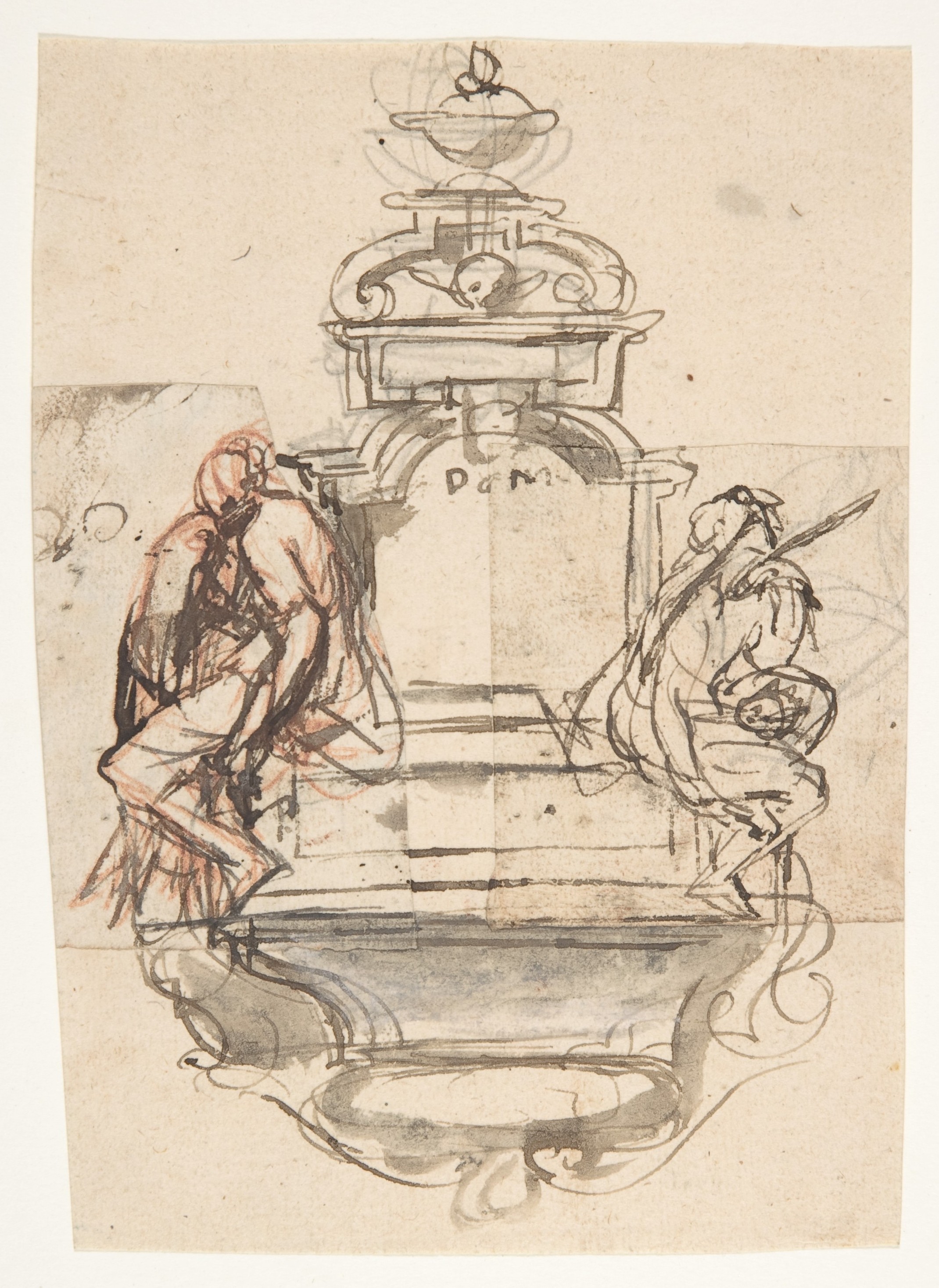Design Sketch of a Fountain with Two Figures